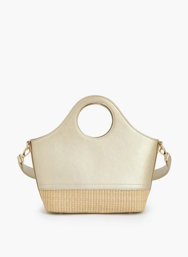 Peppermint GOLD Textured Tote Bag With Zip Closure for Women | Best Price UAE